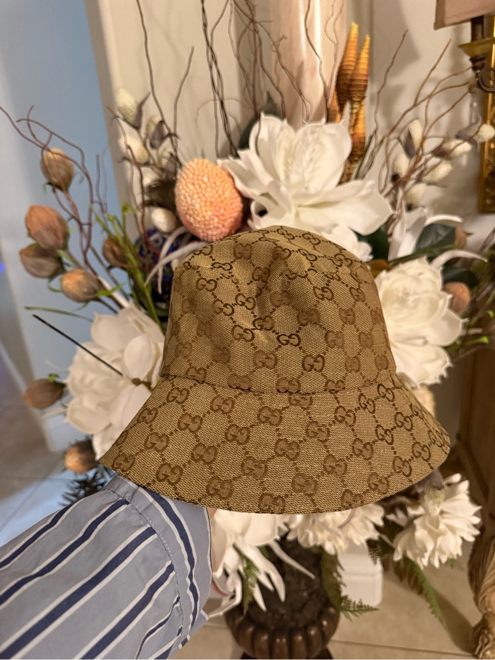 GG Tan/Brown Monogram Bucket Hat